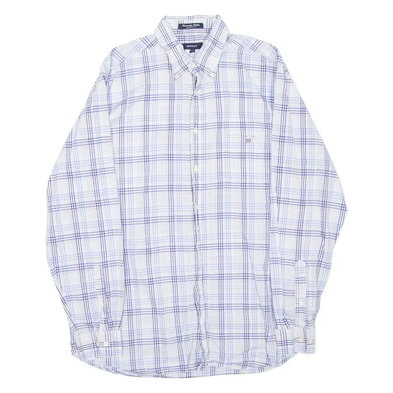 GANT Mens Shirt Blue Check Long Sleeve L