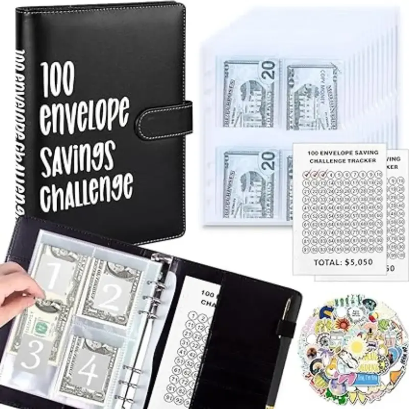100 Envelopes Money Saving Challenge A5 Money Saving budget book binder with Cash Envelopes saving challenge