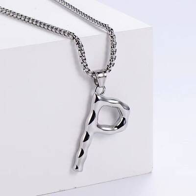 3Pcs Stainless Steel Textured Letter Pendants
