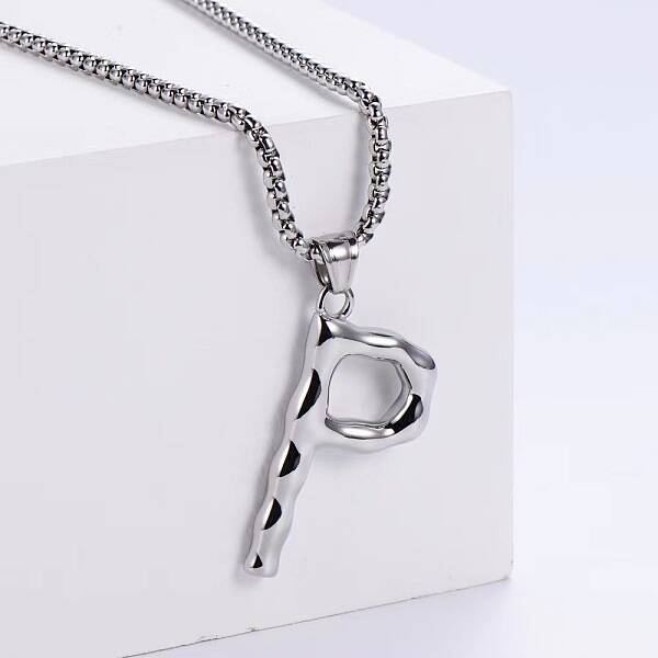3Pcs Stainless Steel Textured Letter Pendants
