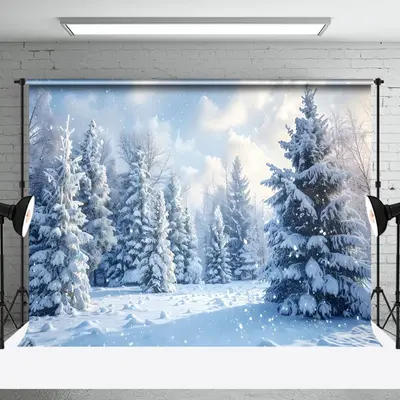 Aperturee Winter Wonderland Shiny Snowcovered Forest Backdrop - Aperturee