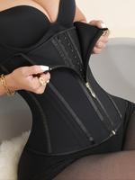 Women's Adjustable Hook & Eye Closure Zipper Waist Trainer, High Stretch Tummy Control Shaper, Body Shapewear, Waist Cincher ...