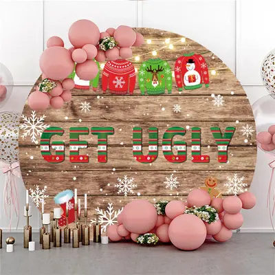 Snowflake Bokeh Brown Wood Get Ugly Christmas Backdrop - Aperturee