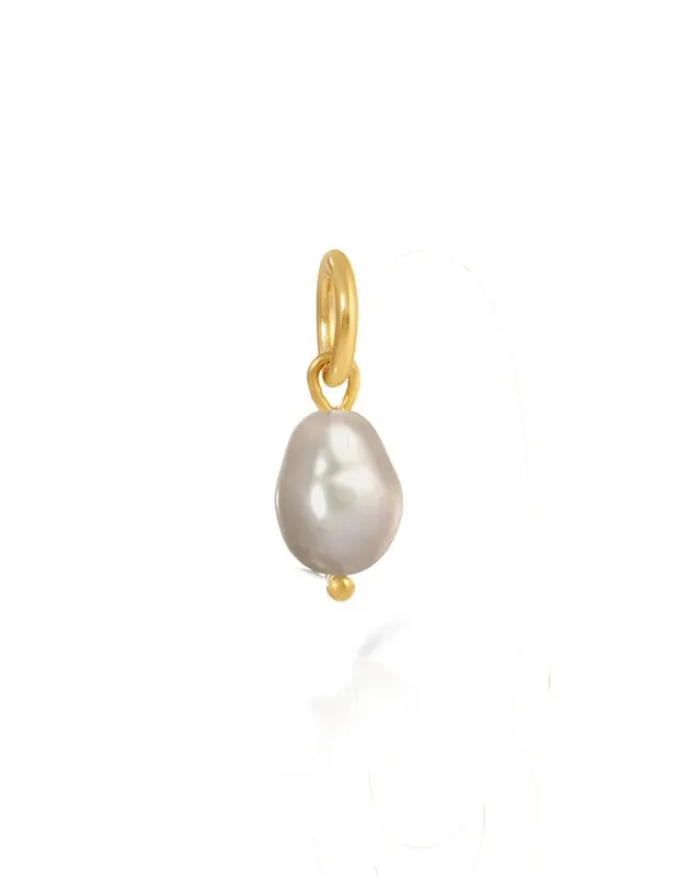 Grey Pearl Charm | Metal Color: Silver