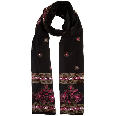 Mirrored Garden Indian Wrap Scarf - Burgundy