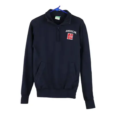 American University Champion 1/4 Zip - XS Blue Cotton Blend