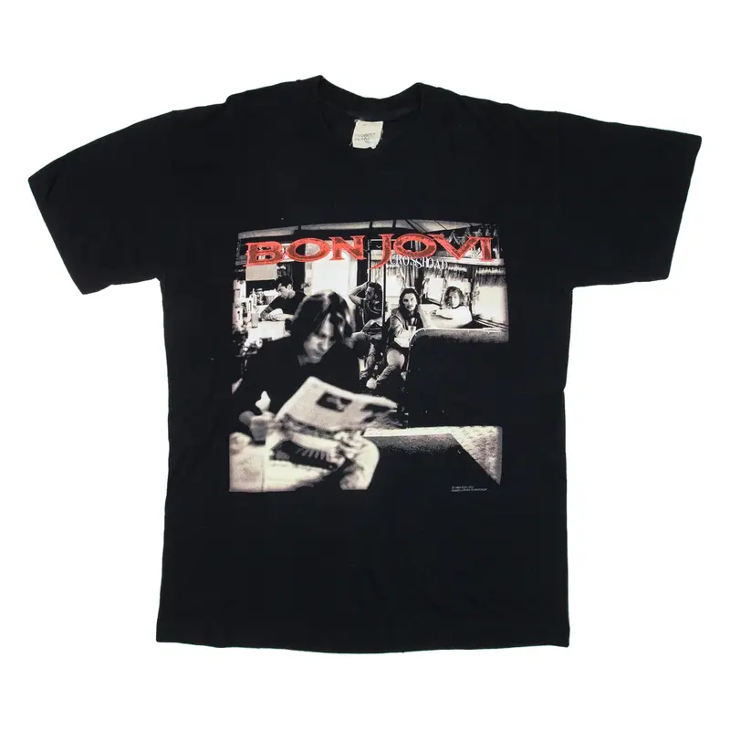 SCREEN STARS Bon Jovi Mens Band T-Shirt Black 90s L