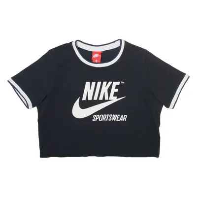 NIKE Cropped Mens T-Shirt Blue Crew Neck M