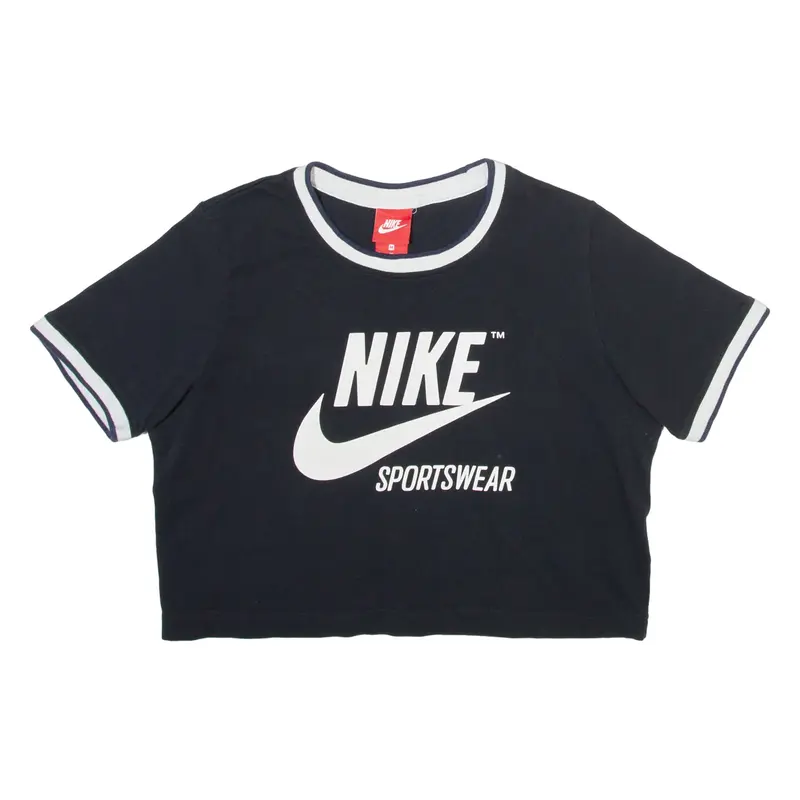 NIKE Cropped Mens T-Shirt Blue Crew Neck M