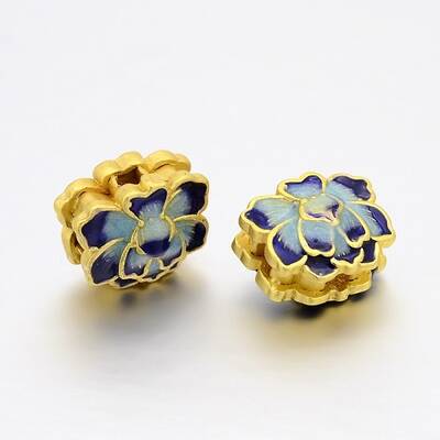 Rack Plating Brass Enamel Flower Beads