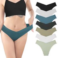 LEVAO Women Seamless Hipster Cheeky Bikini No Show Underwear Sexy Stretch V-Waist Hipster Wavy Sides Invisible Panties 7 Pack...