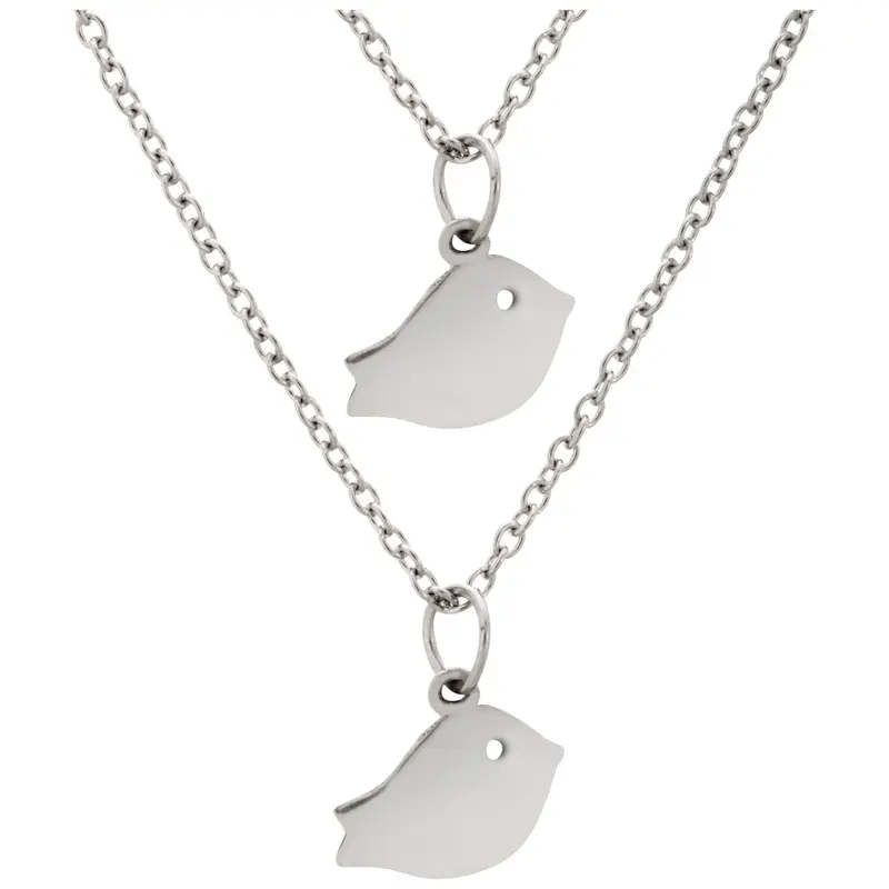 Baby Bird Friends Pewter Necklaces - Set of 2