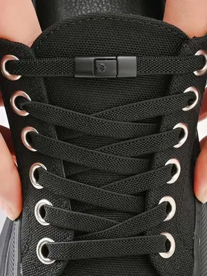 Simple Plain Color No Tie Shoelaces, Casual Versatile Elastic Shoes Laces, Shoes Accessories for Skate Shoes, Sneakers, Back ...