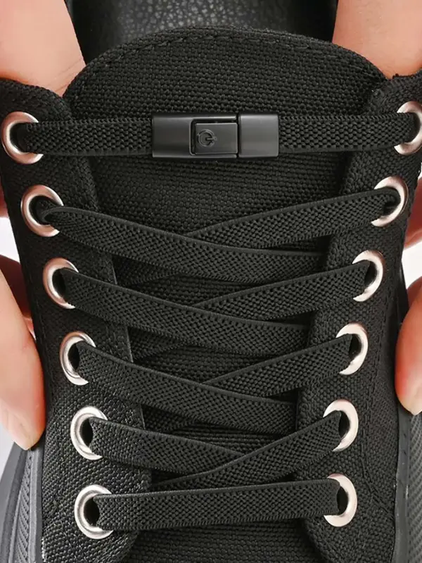 Simple Plain Color No Tie Shoelaces, Casual Versatile Elastic Shoes Laces, Shoes Accessories for Skate Shoes, Sneakers, Back ...