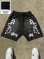 Men's Star Print Tie Dye Shorts, Casual Comfy Breathable Letter Graphic Shorts for Summer, Men's Bottoms for Daily Wear, Elas...