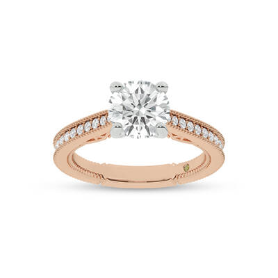 Oslo Vintage Inspired Hidden Accent Round Lab Grown Diamond Engagement Ring | 10K Rose Gold 3 3/8 CT. TW.