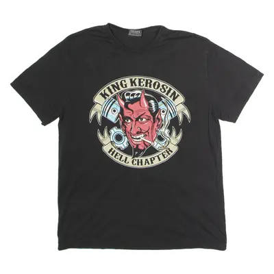 KING KEROSIN Hell Chapter Mens Biker T-Shirt Black Crew Neck L