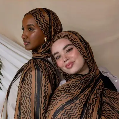 MH062 Keffiyeh Striped Chiffon Hijab solid color scarf instant