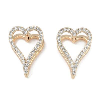 Clear Cubic Zirconia Heart Hoop Earrings
