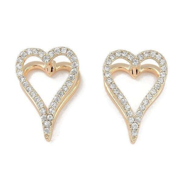 Clear Cubic Zirconia Heart Hoop Earrings