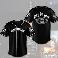 Black Jack Daniels Button Down Jersey Short Sleeve Baseball Jersey