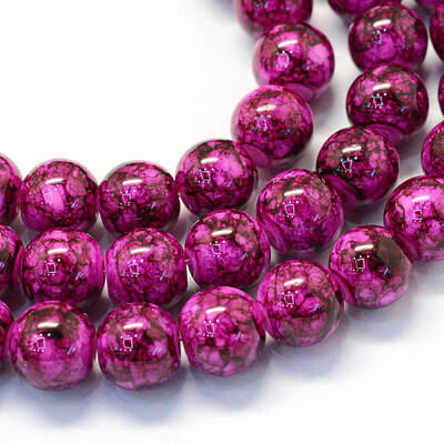 Baking Painted Glass Round Bead Strands