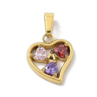 Ion Plating(IP) 304 Stainless Steel Micro Pave Cubic Zirconia Pendants