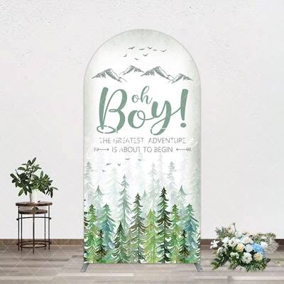 Aperturee Oh Boy Wild Forest Mountain Baby Shower Arch Backdrop, 1.6X4FT(0.5X1.2M), 38.18 USD, arch backdrop kit, GLH0D428-A