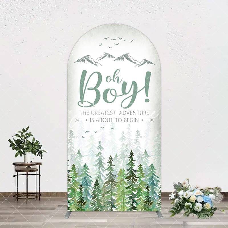 Aperturee Oh Boy Wild Forest Mountain Baby Shower Arch Backdrop, 1.6X4FT(0.5X1.2M), 38.18 USD, arch backdrop kit, GLH0D428-A