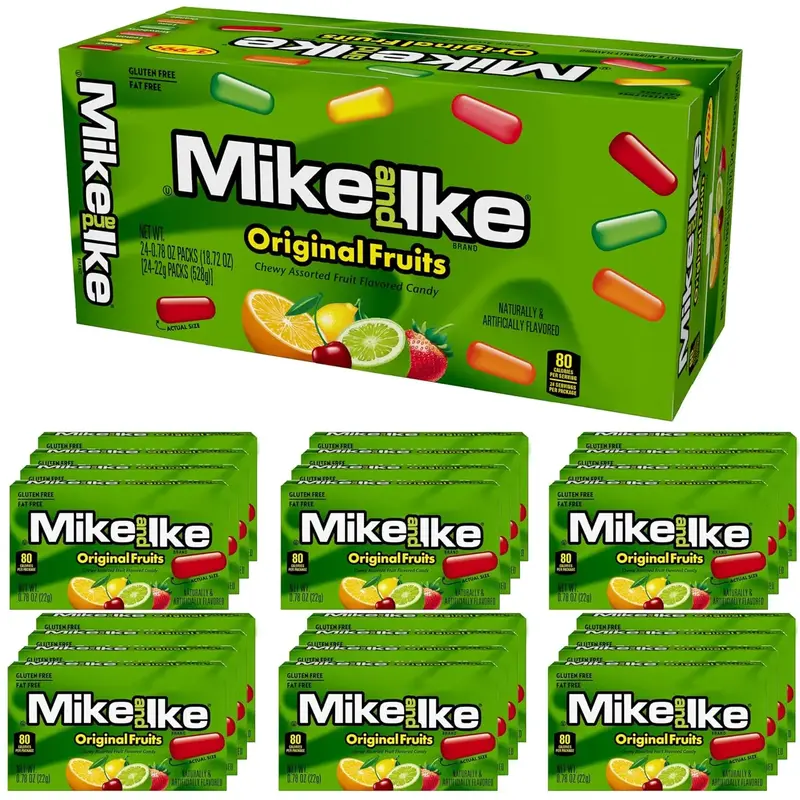 Mike and Ike Original Fruits Candy, Pack of 24 Boxes - 0.78 Ounce Each, Sweet Bonbon, Gluten Free, Fat Free, Nostalgic Indulg...