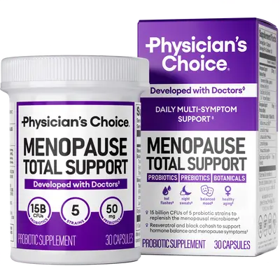 Physician's Choice Menopause Total Support Probiotic for Women with 15B CFUs, Prebiotic Fiber & Resveratrol - Support Hot Fla...