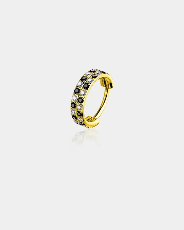 Checkered Double Row Nose Ring - Gold / 8mm