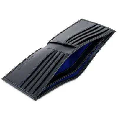 Bifold Wallet in Black & Cobalt Blue