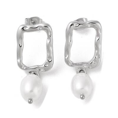 304 Stainless Steel Plastic Bead Stud Earrings
