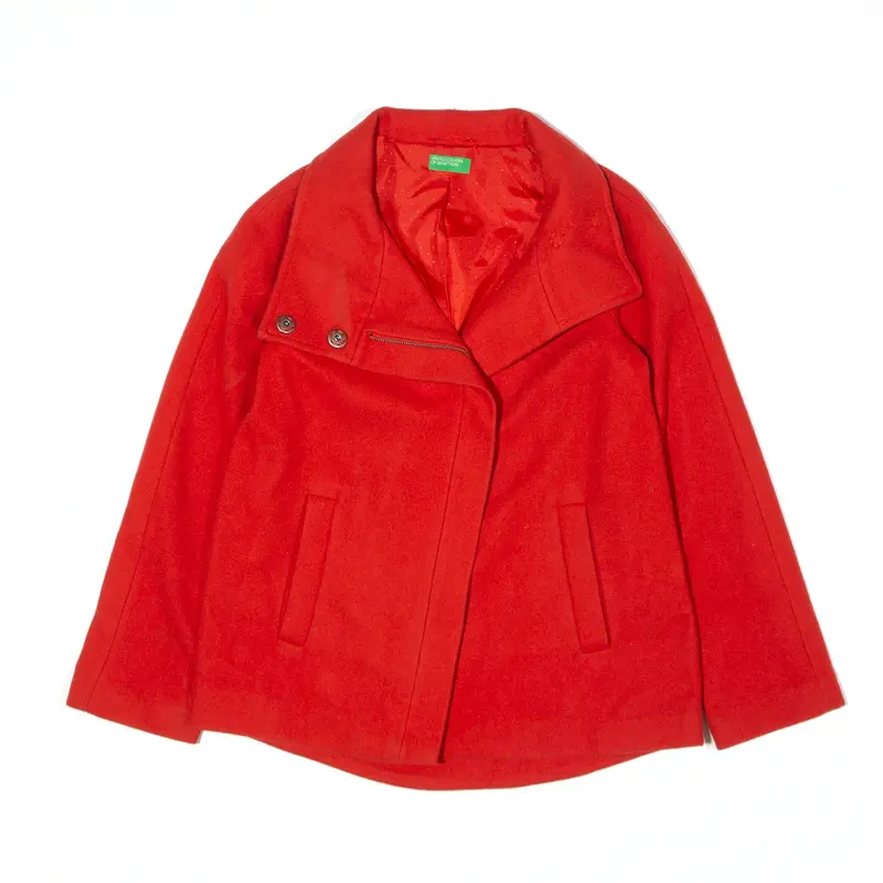 UNITED COLORS OF BENETTON Wool Blend Overcoat Jacket Red Womens UK 8