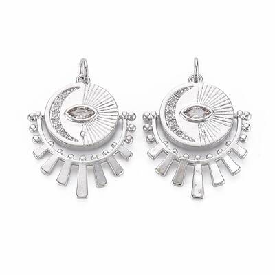 Brass Micro Pave Clear Cubic Zirconia Pendants