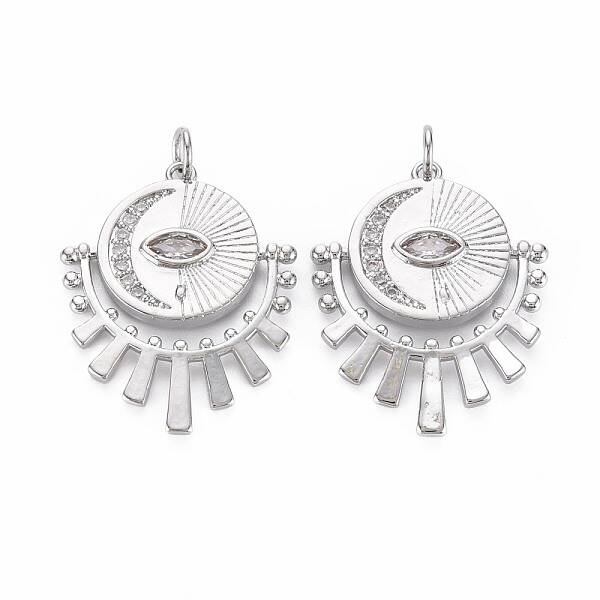 Brass Micro Pave Clear Cubic Zirconia Pendants
