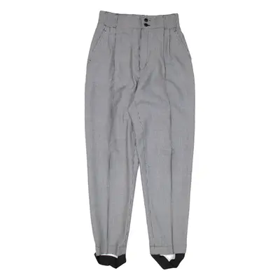 TAIFUN Check Stirrup Trousers White Regular Tapered Wool Womens W25 L27