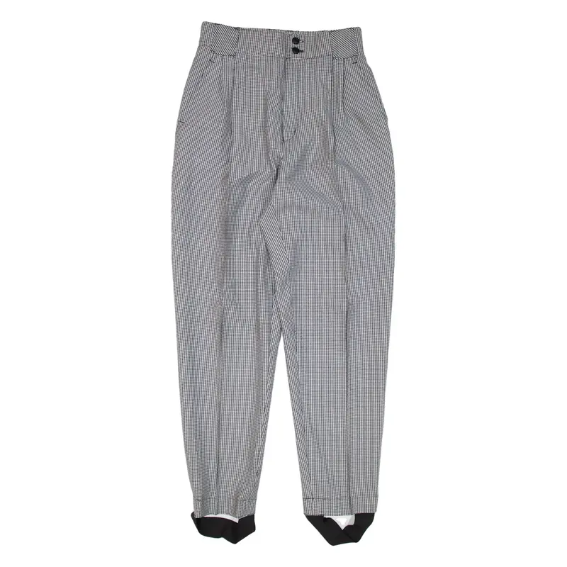 TAIFUN Check Stirrup Trousers White Regular Tapered Wool Womens W25 L27