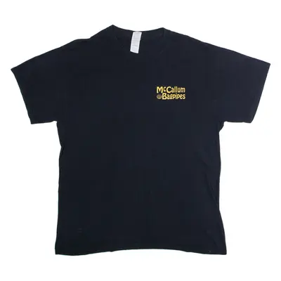 GILDAN McCallum Bagpipes Mens T-Shirt Black Crew Neck L