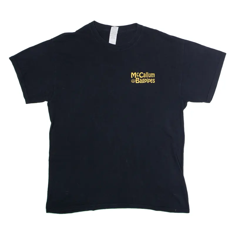 GILDAN McCallum Bagpipes Mens T-Shirt Black Crew Neck L