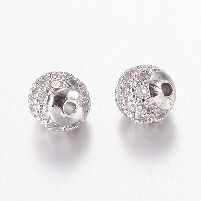 Brass Micro Pave Cubic Zirconia Beads