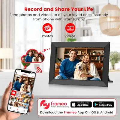 10.1 Inch WiFi Digital Picture Frame 1280x800 HD IPS Touch Screen, Electronic Smart Photo Frame with 32GB Storage, Share Phot...