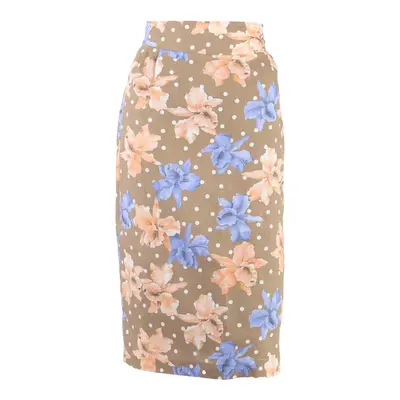 Womens Straight Skirt Brown Knee Length Floral M