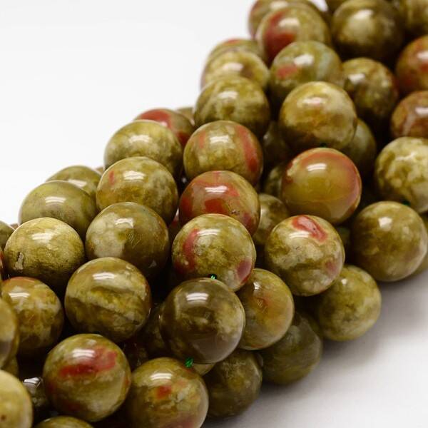 Round Natural Dragon Blood Jasper Beads Strands