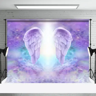 Dreamy Feather Wings Heaven Holy Funeral Backdrop - Aperturee