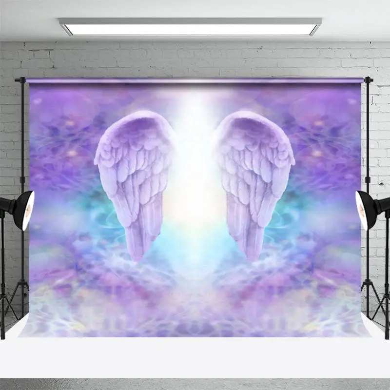 Dreamy Feather Wings Heaven Holy Funeral Backdrop - Aperturee