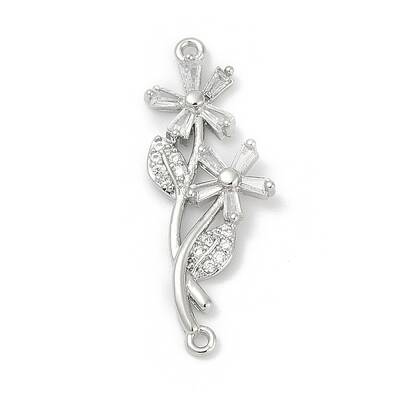 Brass Clear Cubic Zirconia Connector Charms