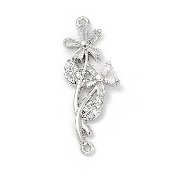 Brass Clear Cubic Zirconia Connector Charms