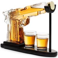 Whiskey Decanter Set, 1 Count Gun Shaped Creative Whiskey Decanter with 2 Counts Glasses, Bar Utensils for Whisky Bottles for...